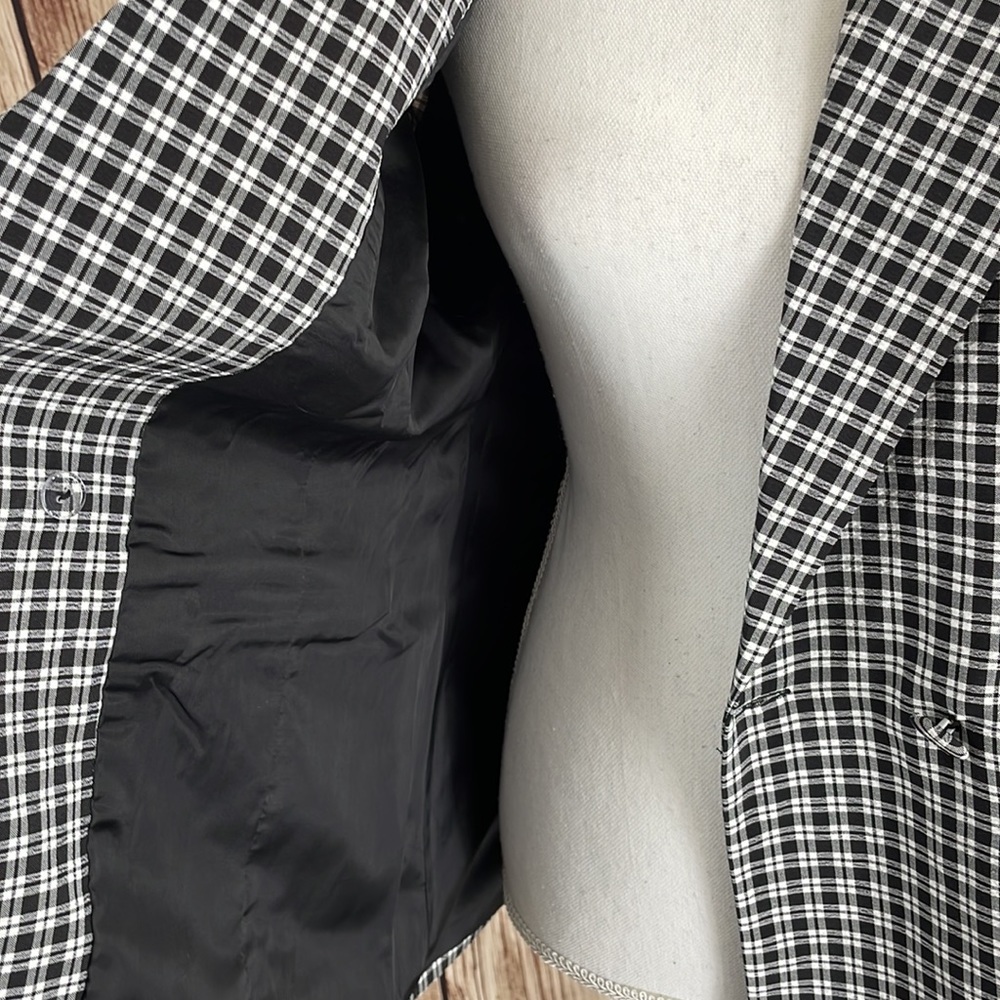 Doe & Rae Black and White Checkered Blazer Medium - Picture 7 of 10